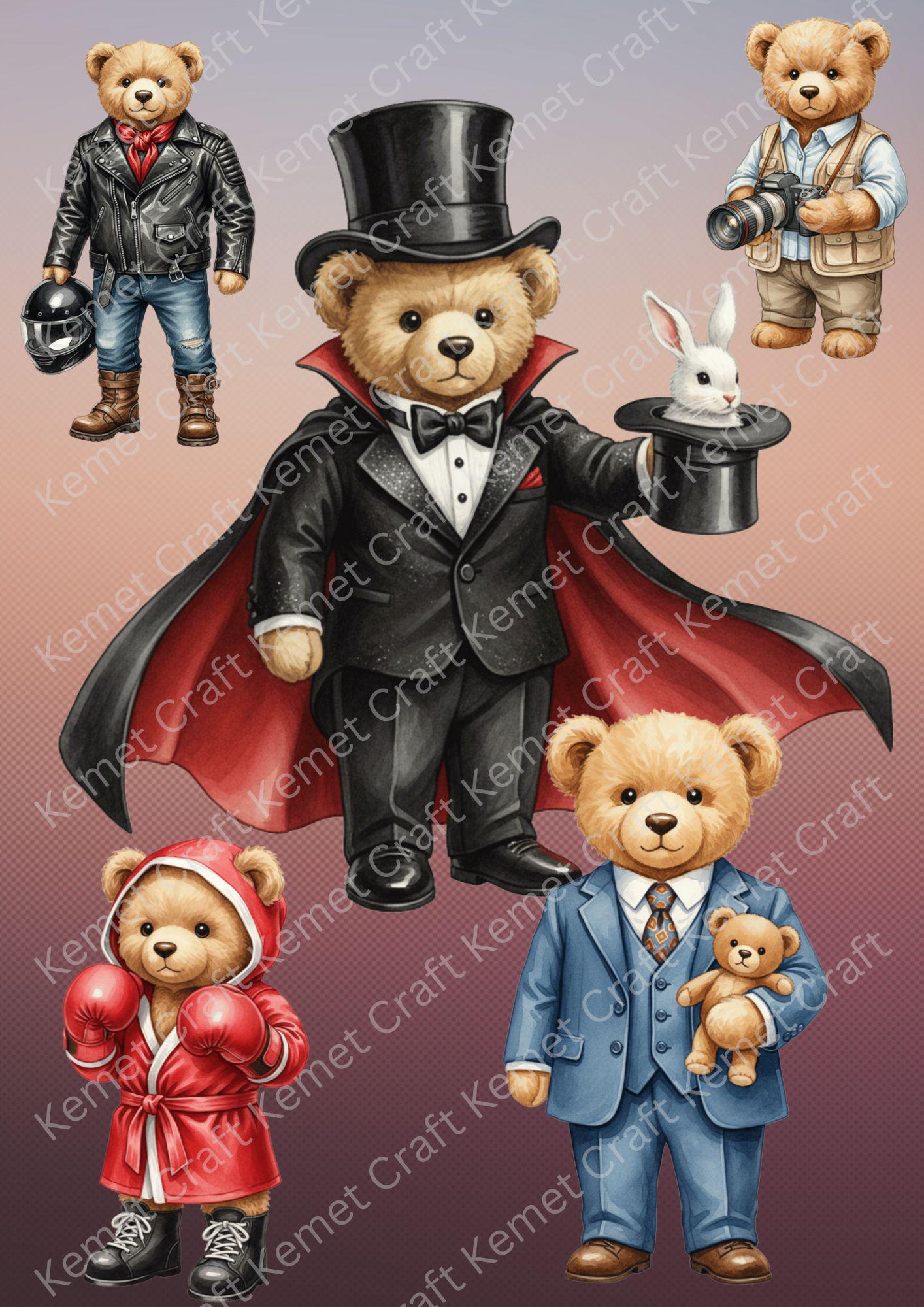 Watercolor Teddy Bear Clipart, Luxury Fashion PNG Bundle (Digital Download) - Image 7