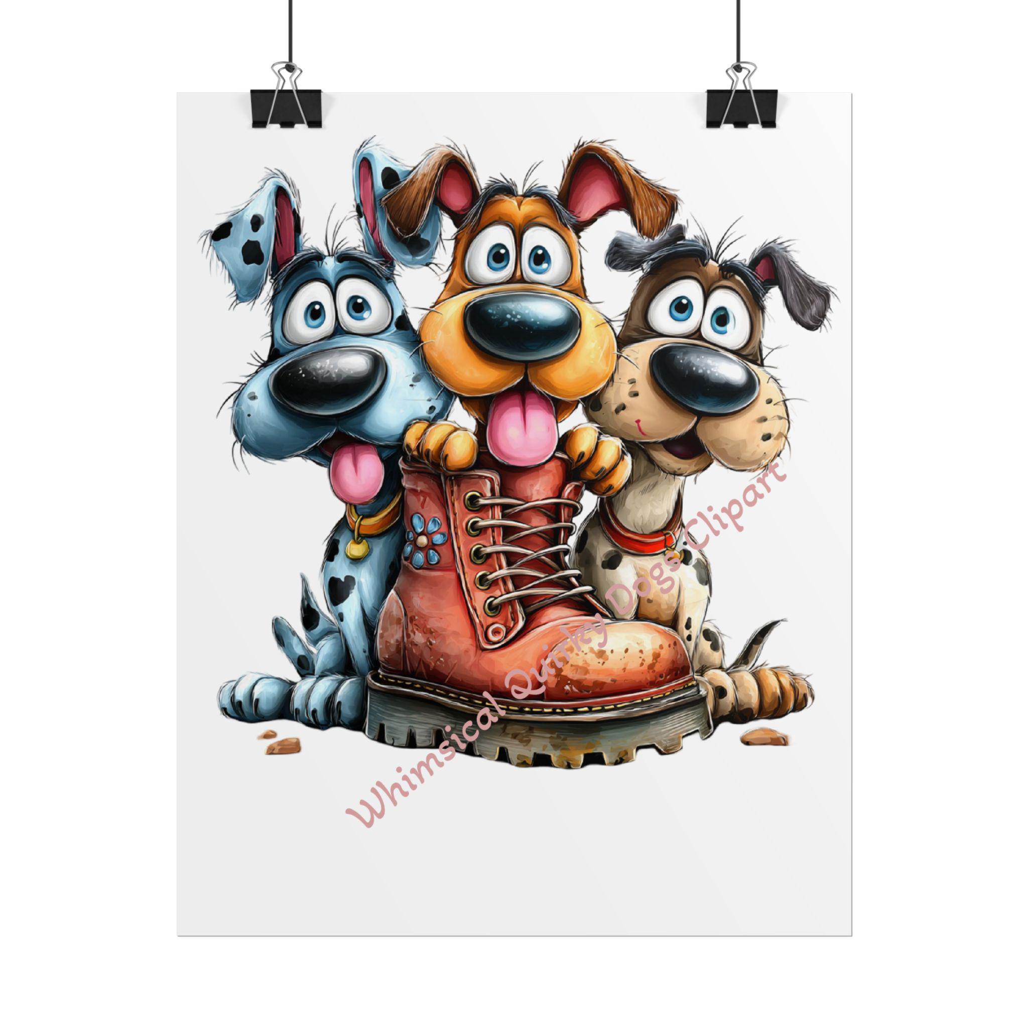 Whimsical Dog Clipart – Funny Puppy PNG Illustrations (Digital Download) - Image 3