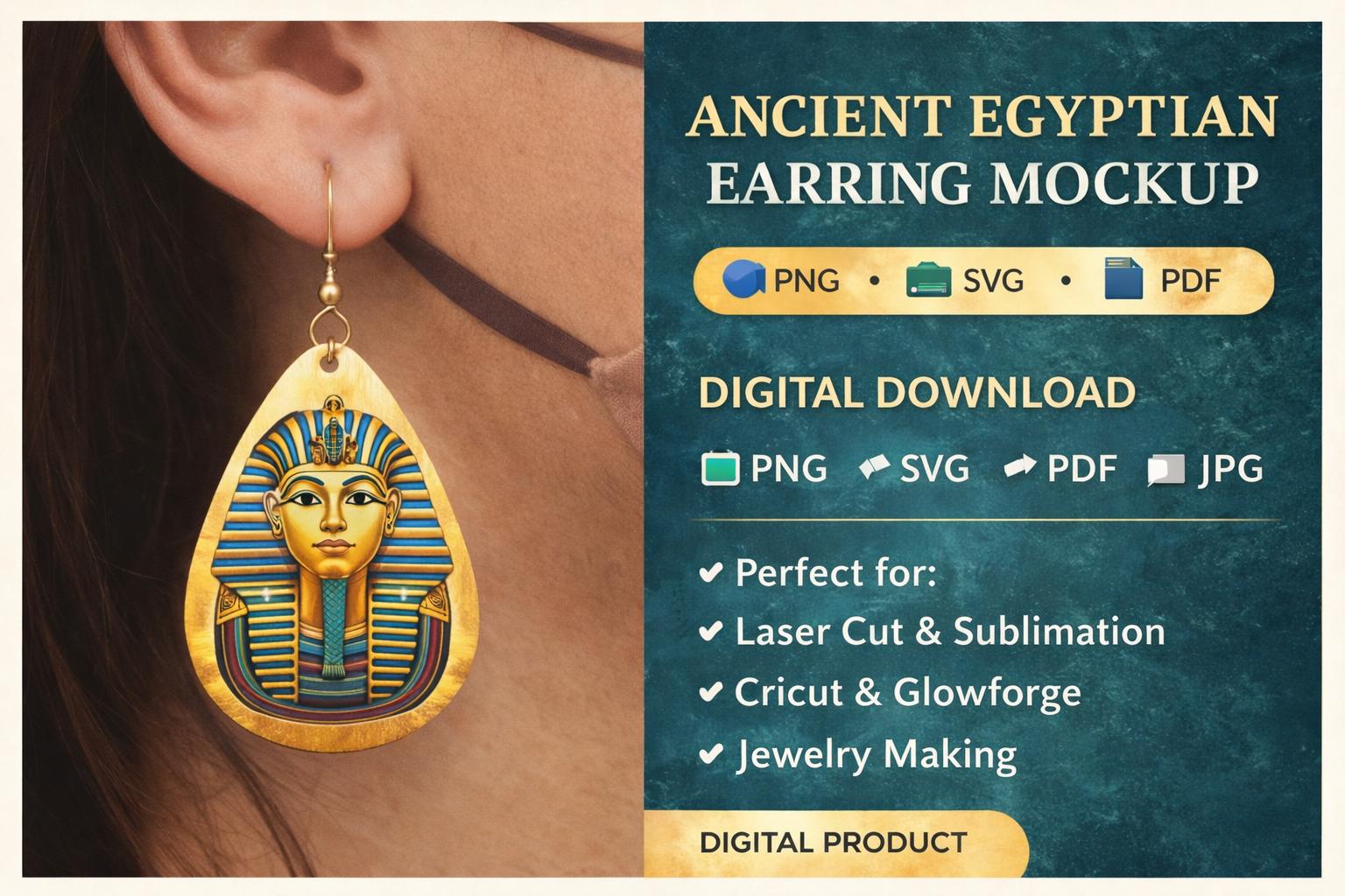 Ancient Egyptian Teardrop Earrings SVG | 36 Ankh Designs, Laser Cut & Print (Digital Download) - Image 2