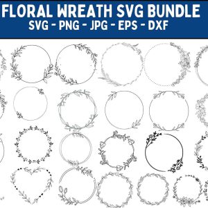 Floral Wreath SVG Bundle | Hummingbird, Dividers, Wedding Frame (Digital Download)