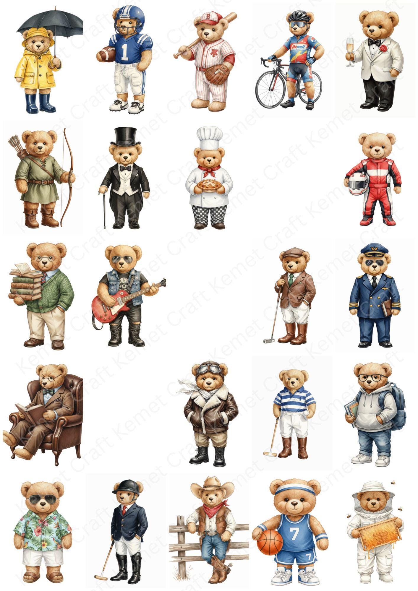 Watercolor Teddy Bear Clipart, Luxury Fashion PNG Bundle (Digital Download) - Image 9
