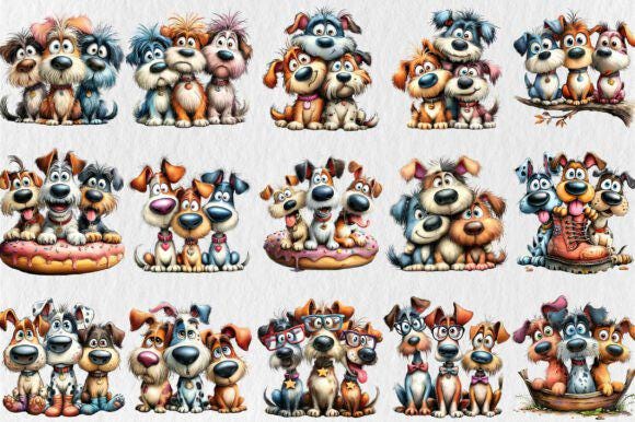 Whimsical Dog Clipart – Funny Puppy PNG Illustrations (Digital Download) - Image 9