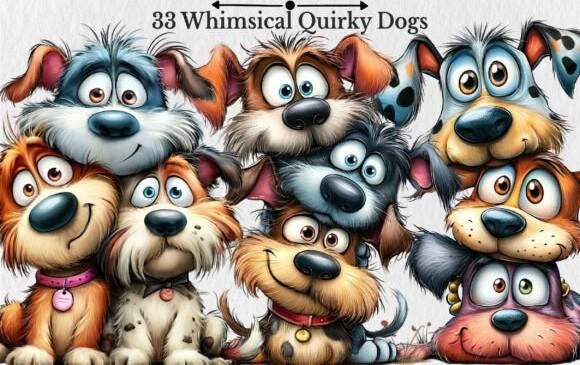 Whimsical Dog Clipart – Funny Puppy PNG Illustrations (Digital Download) - Image 8