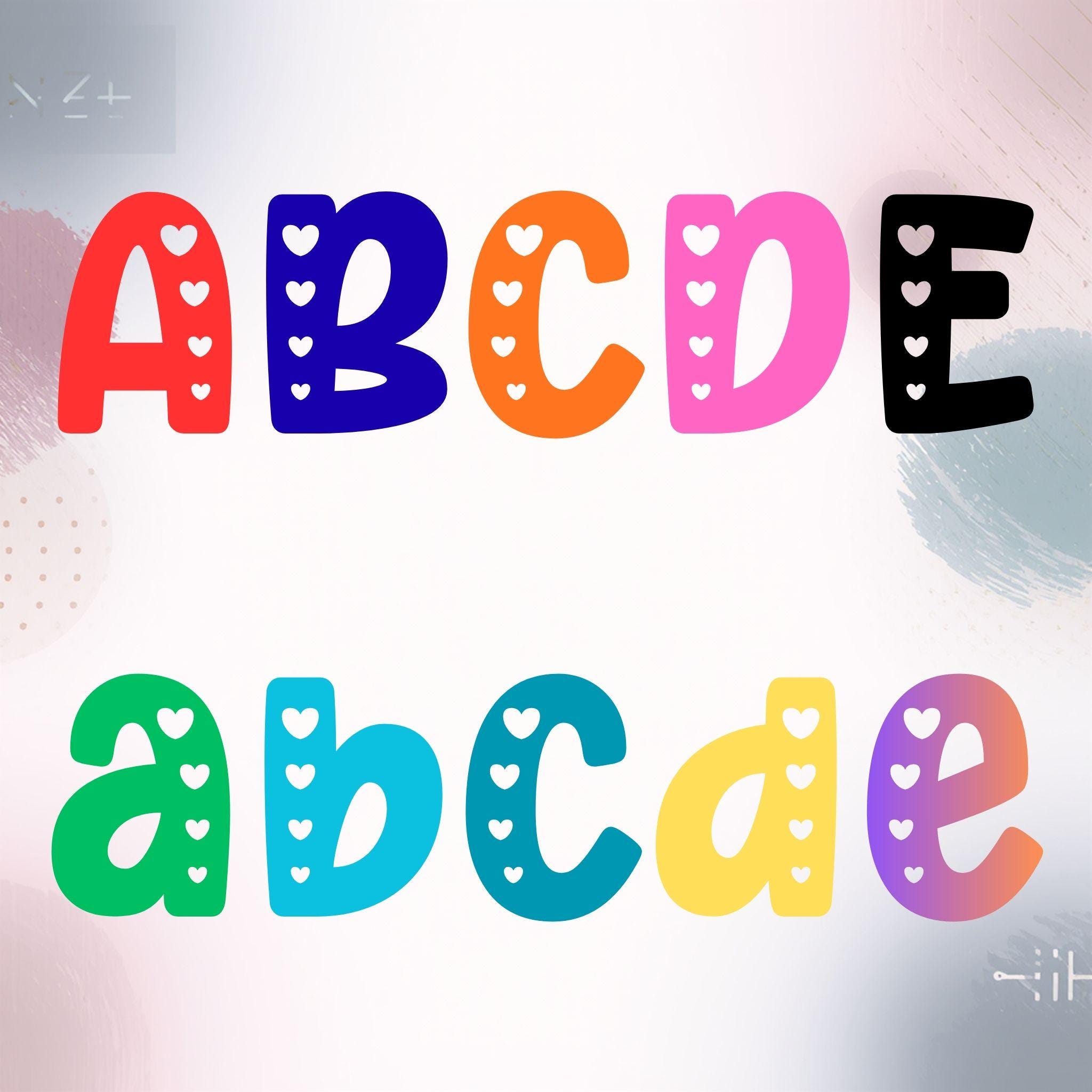 Heart Doodle Font | Bright PNG Alphabet, Numbers & Symbols (Digital Download)