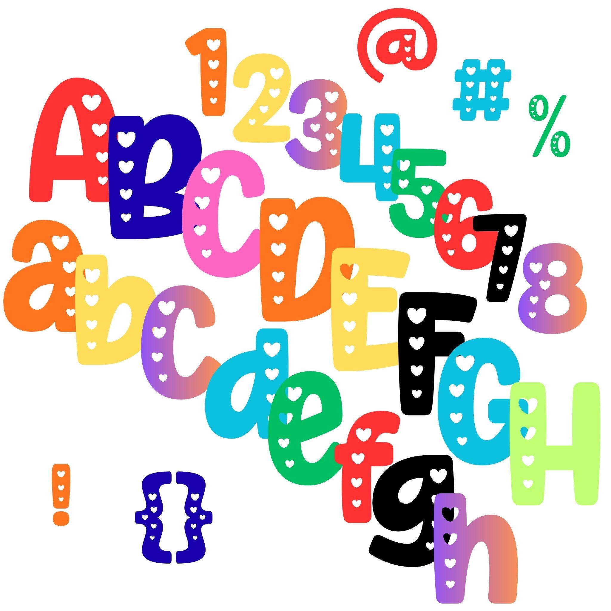 Heart Doodle Font | Bright PNG Alphabet, Numbers & Symbols (Digital Download) - Image 2