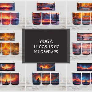 Yoga Mug Wrap Sublimation Designs | 80+ PNG Bundle (Digital Download)