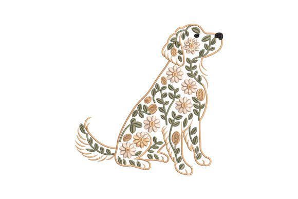 Floral Golden Retriever Embroidery Design | Dog Machine Embroidery Pattern (Digital Download) - Image 3