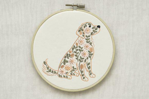 Floral Golden Retriever Embroidery Design | Dog Machine Embroidery Pattern (Digital Download) - Image 4