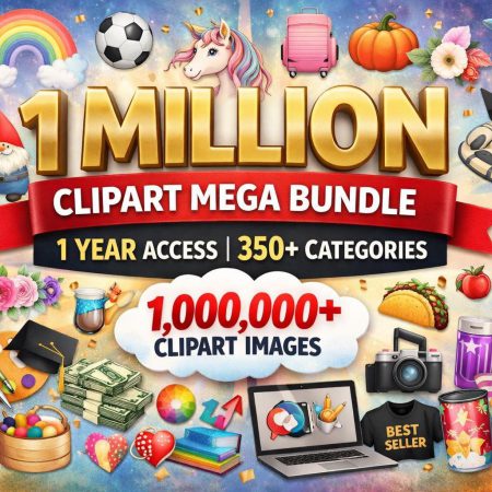 1 Million Clipart Bundle – 1 Year Access – 350+ Categories – Commercial Use Included – Instant Digital Download