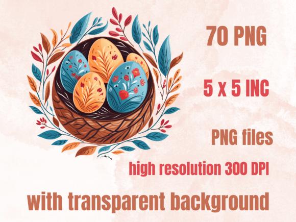 70 Scandinavian Easter Watercolor Clipart – Folk Art Bunnies, Eggs, Spring Graphics (Digital Download) - Image 7
