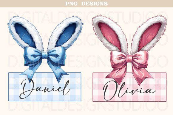 Easter Doodle Alphabet PNG Bundle, Bunny Styles, Name Tags (Digital Download) - Image 2