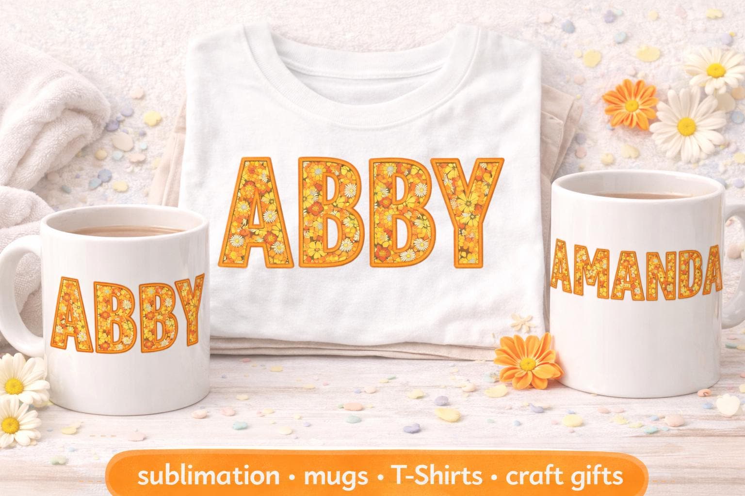 Spring Orange Floral Alphabet PNG Clipart, Retro Embroidery Letters (Digital Download) - Image 7