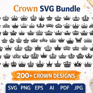 Royal Crown Tiara SVG Bundle, 200+ Designs for Cricut (Digital Download)