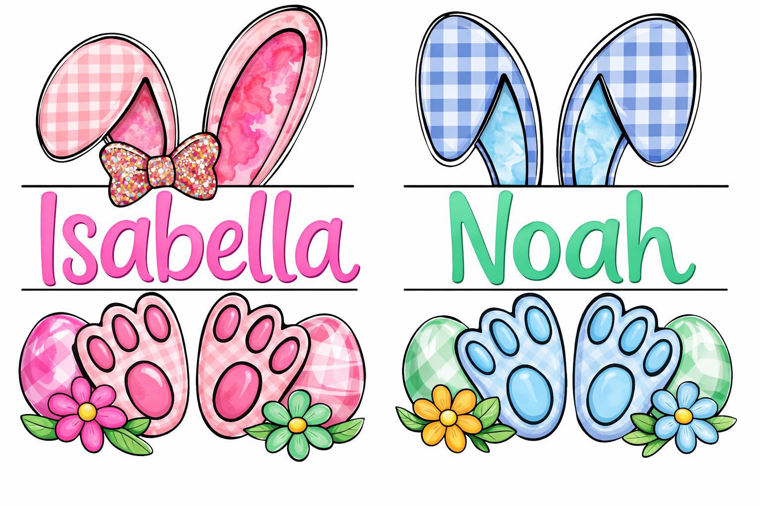 Easter Bunny Name PNG Bundle, 15 Styles, Kids Easter Sublimation Designs - Image 7