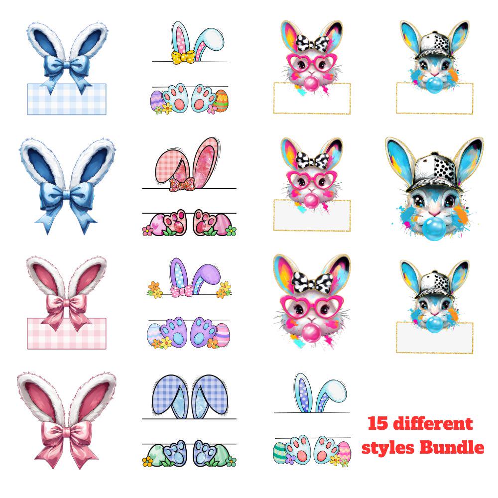 Easter Bunny Name PNG Bundle, 15 Styles, Kids Easter Sublimation Designs - Image 2
