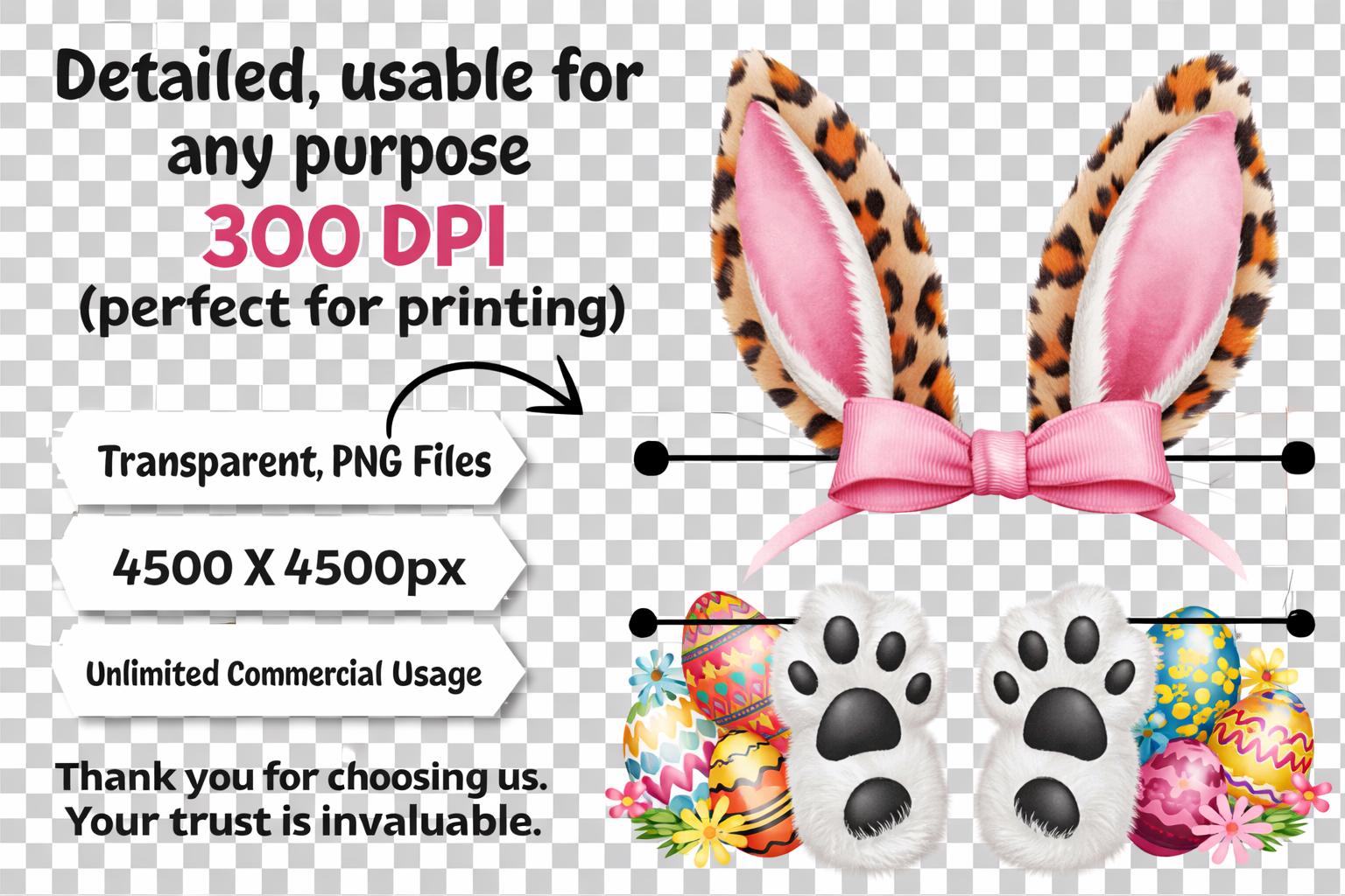 Personalized Easter Bunny | Kid Name Split Monogram PNG Bundle (Digital Download) - Image 5
