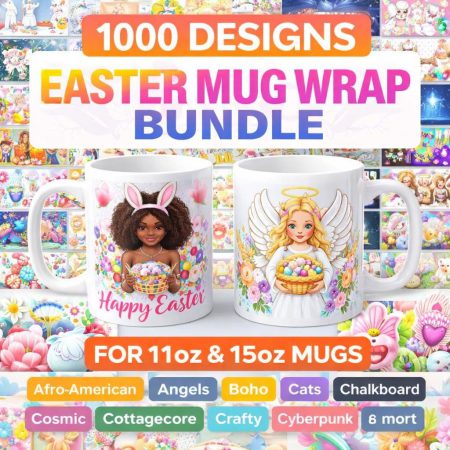 1000 Easter Mug Wraps | Sublimation PNG Bundle for 11oz & 15oz Mugs (Digital Download)