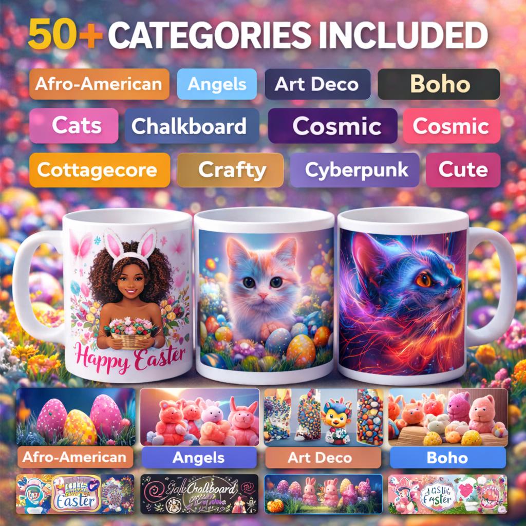 1000 Easter Mug Wraps | Sublimation PNG Bundle for 11oz & 15oz Mugs (Digital Download) - Image 2