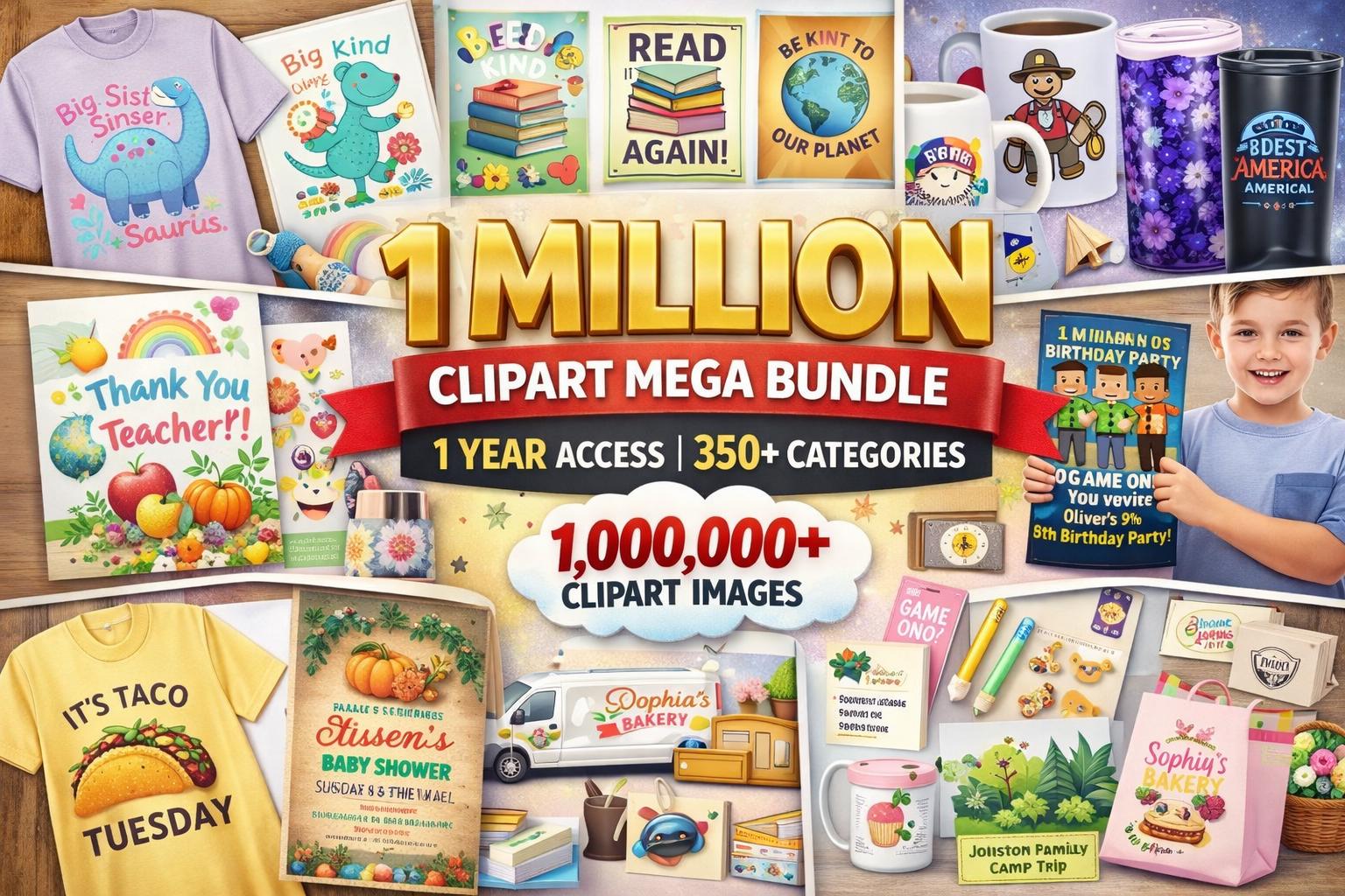 1 Million Clipart Bundle – 1 Year Access – 350+ Categories – Commercial Use Included – Instant Digital Download - Image 3