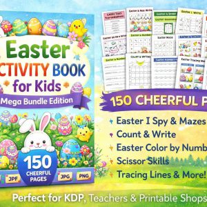 Easter Activity Book for Kids | 150 Printable Pages (Digital Download)