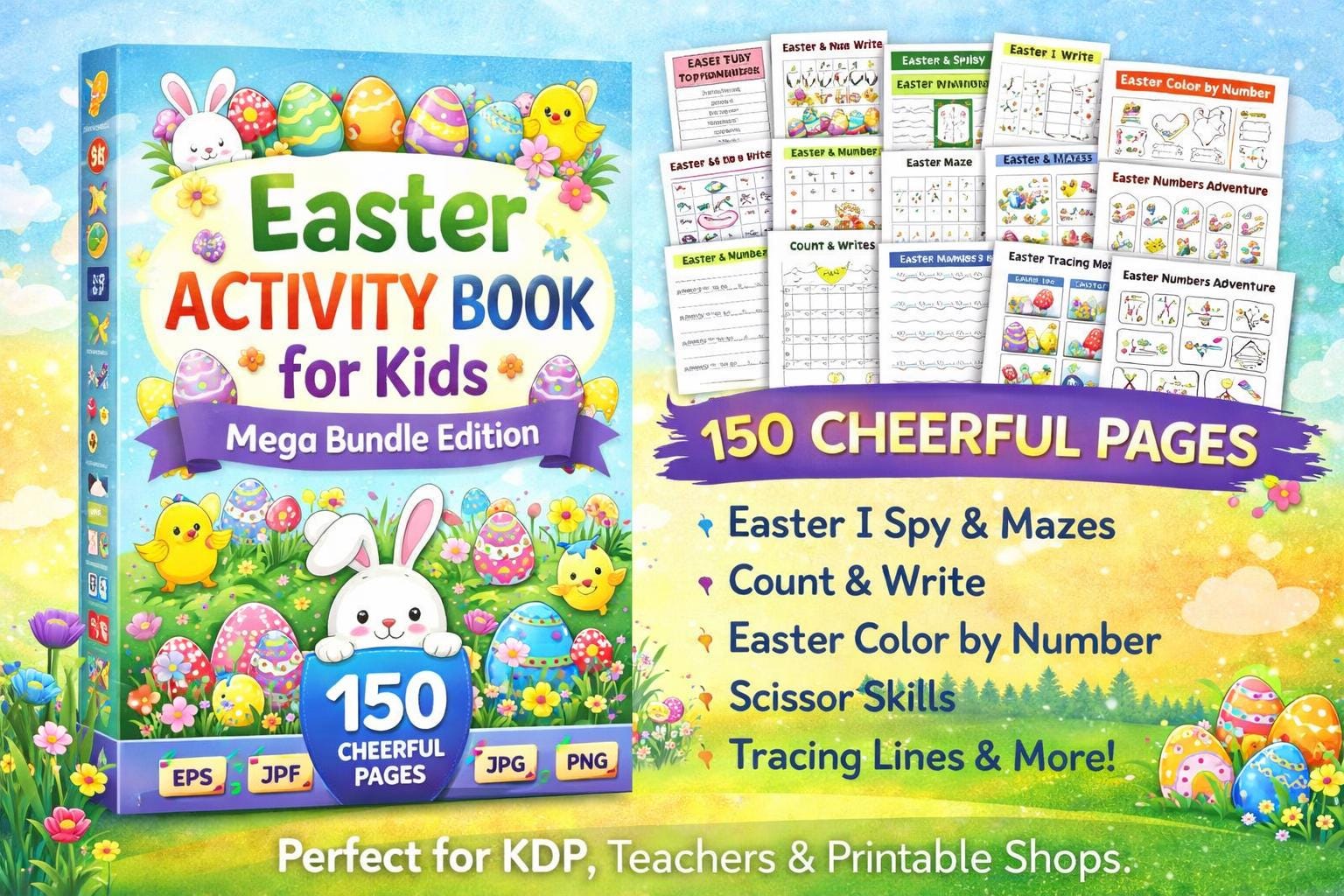 Easter Activity Book for Kids | 150 Printable Pages (Digital Download)