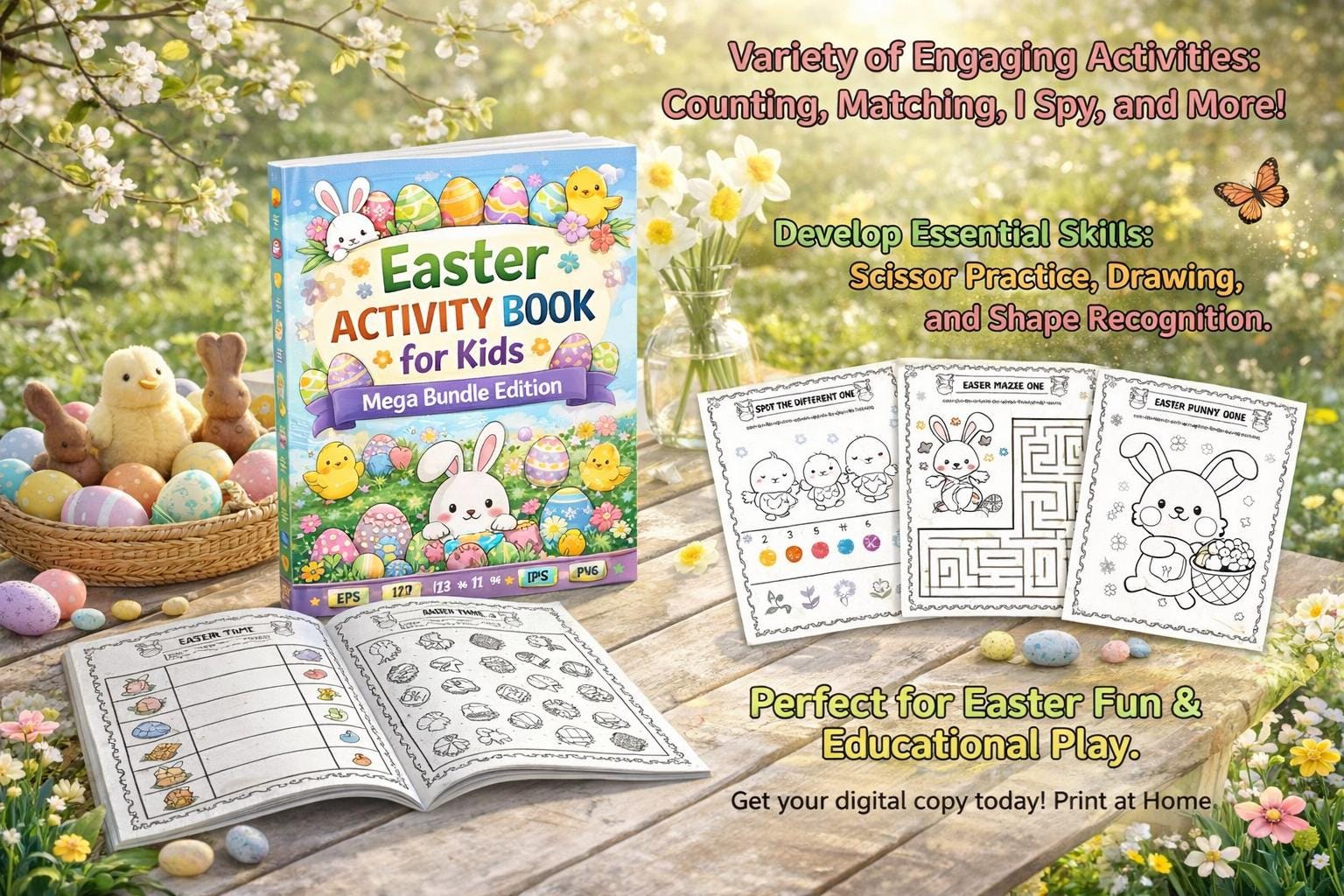Easter Activity Book for Kids | 150 Printable Pages (Digital Download) - Image 2