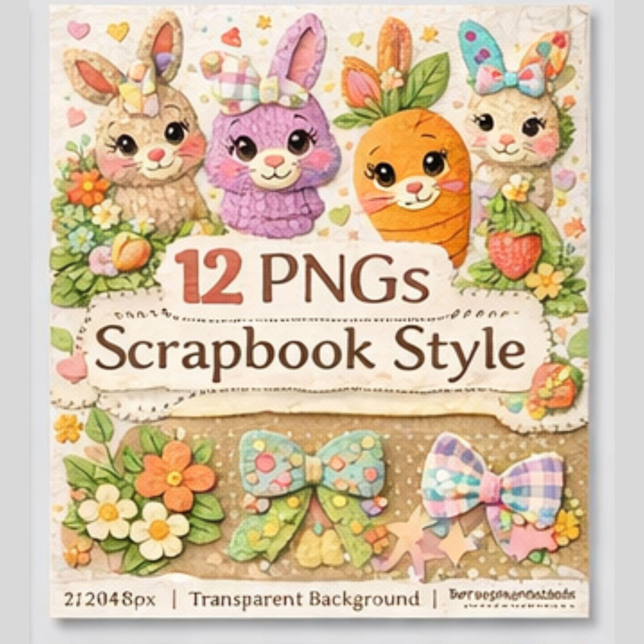 Easter PNG Bundle, Scrapbook Style , 12 Designs, Faux Paper Clipart (Digital Download) - Image 6