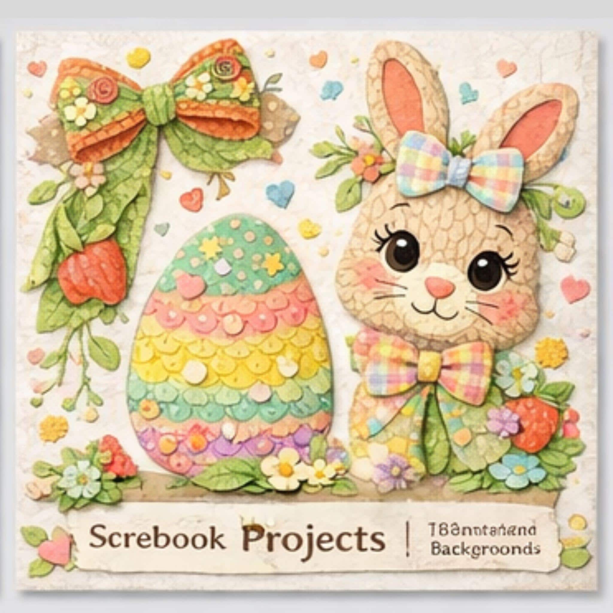Easter PNG Bundle, Scrapbook Style , 12 Designs, Faux Paper Clipart (Digital Download) - Image 9