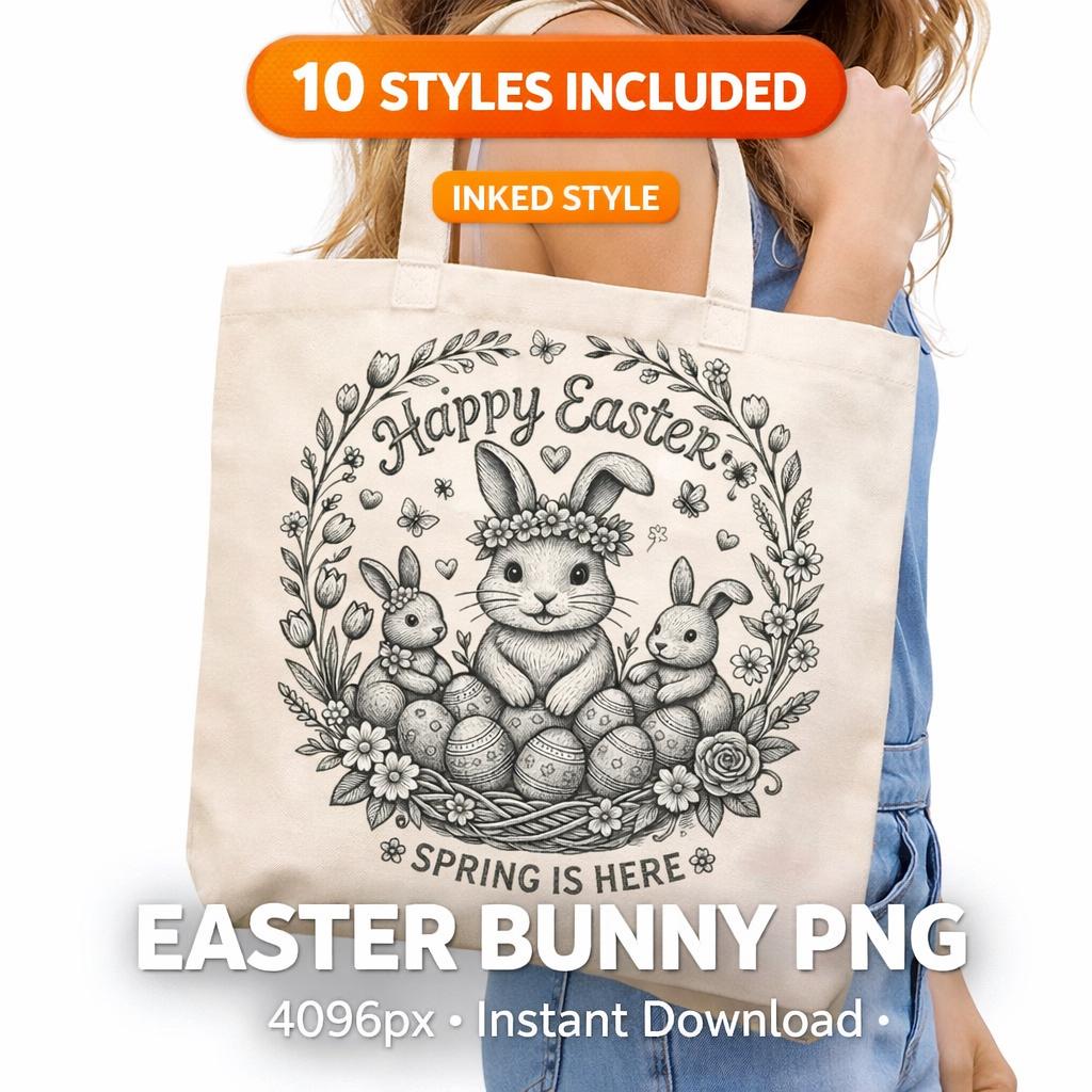 Easter Bunny PNG Bundle | T Shirt Design | Faux Yarn and 9 other Styles (Digital Download) - Image 7