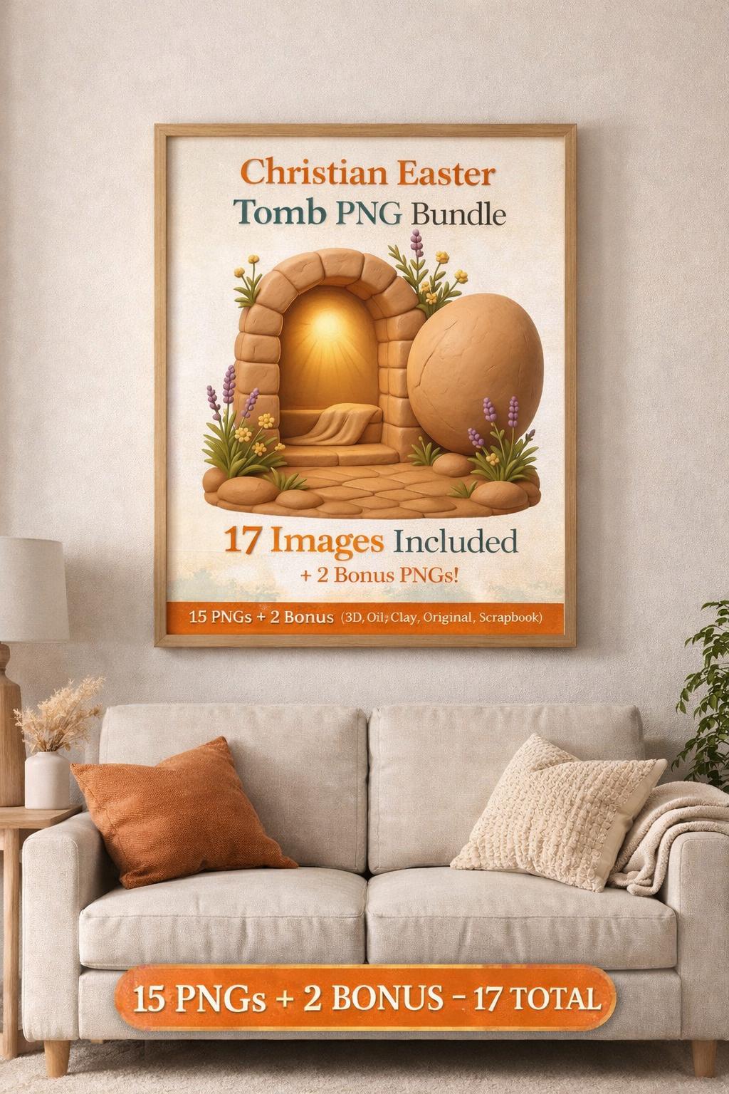 Christian Easter Tomb PNG | Jesus Resurrection Art, Empty Tomb Clipart (Digital Download) - Image 2