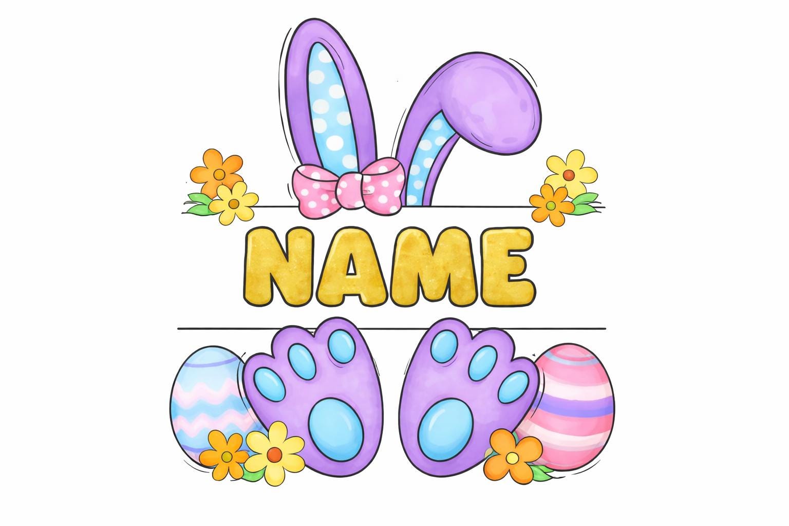 Easter Bunny Name PNG Bundle, 15 Styles, Kids Easter Sublimation Designs - Image 6