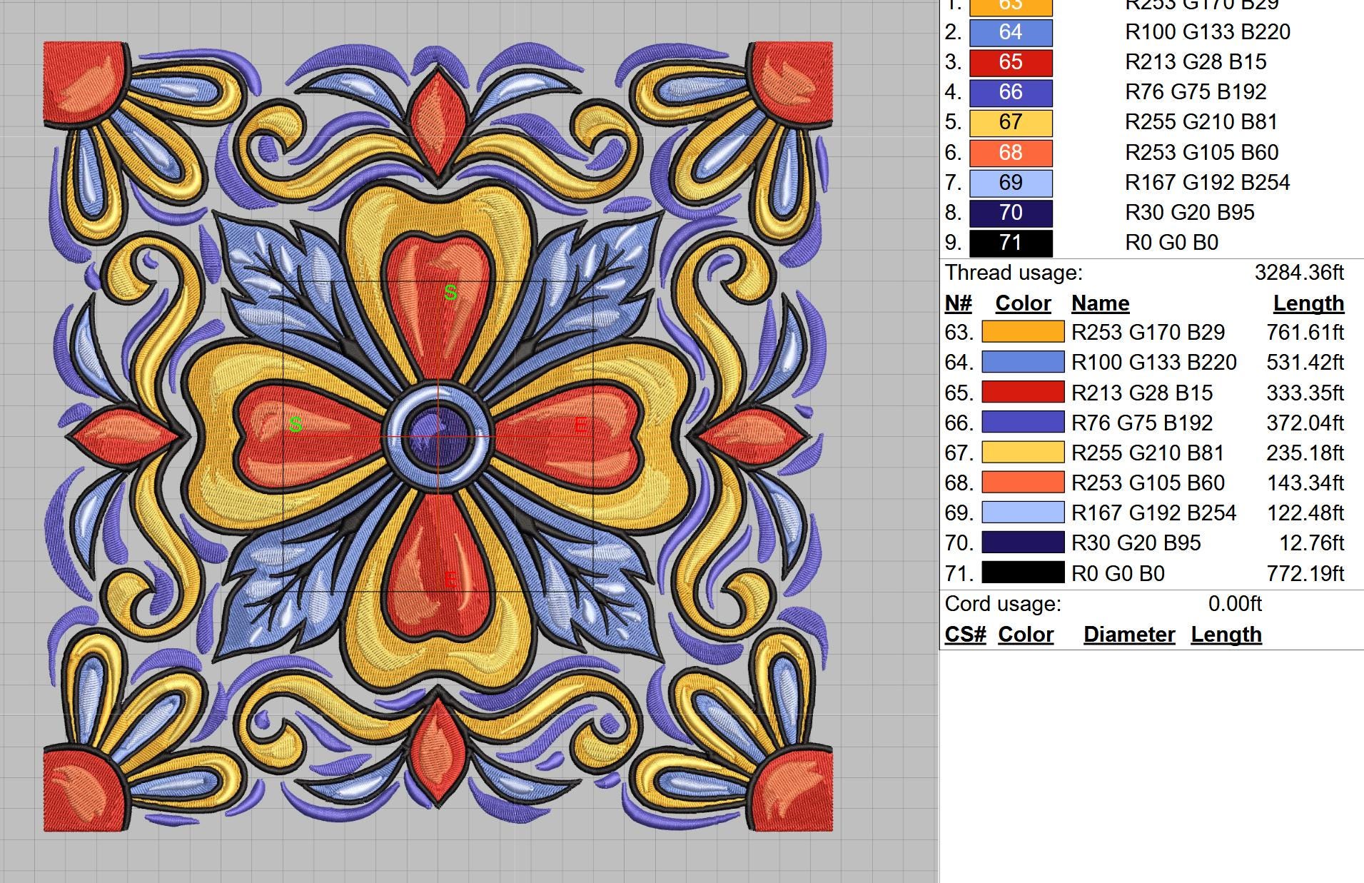Moroccan Tile Embroidery Design | Floral Mandala Machine Embroidery (5", 10") + Cross Stitch - Image 3