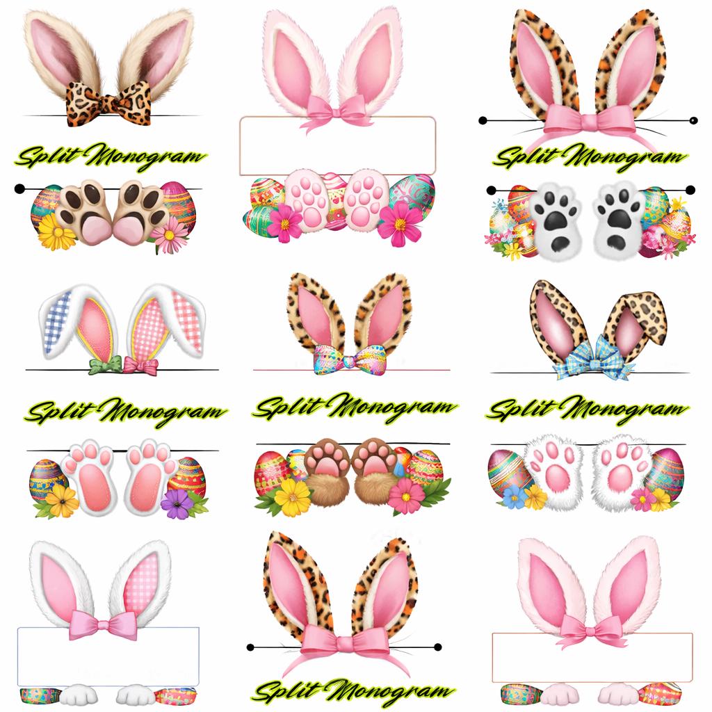 Personalized Easter Bunny | Kid Name Split Monogram PNG Bundle (Digital Download) - Image 3