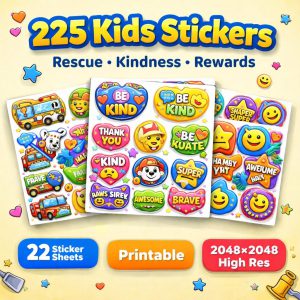 Kids Rescue Kindness Stickers | Printable Reward Sheets (Digital Download)