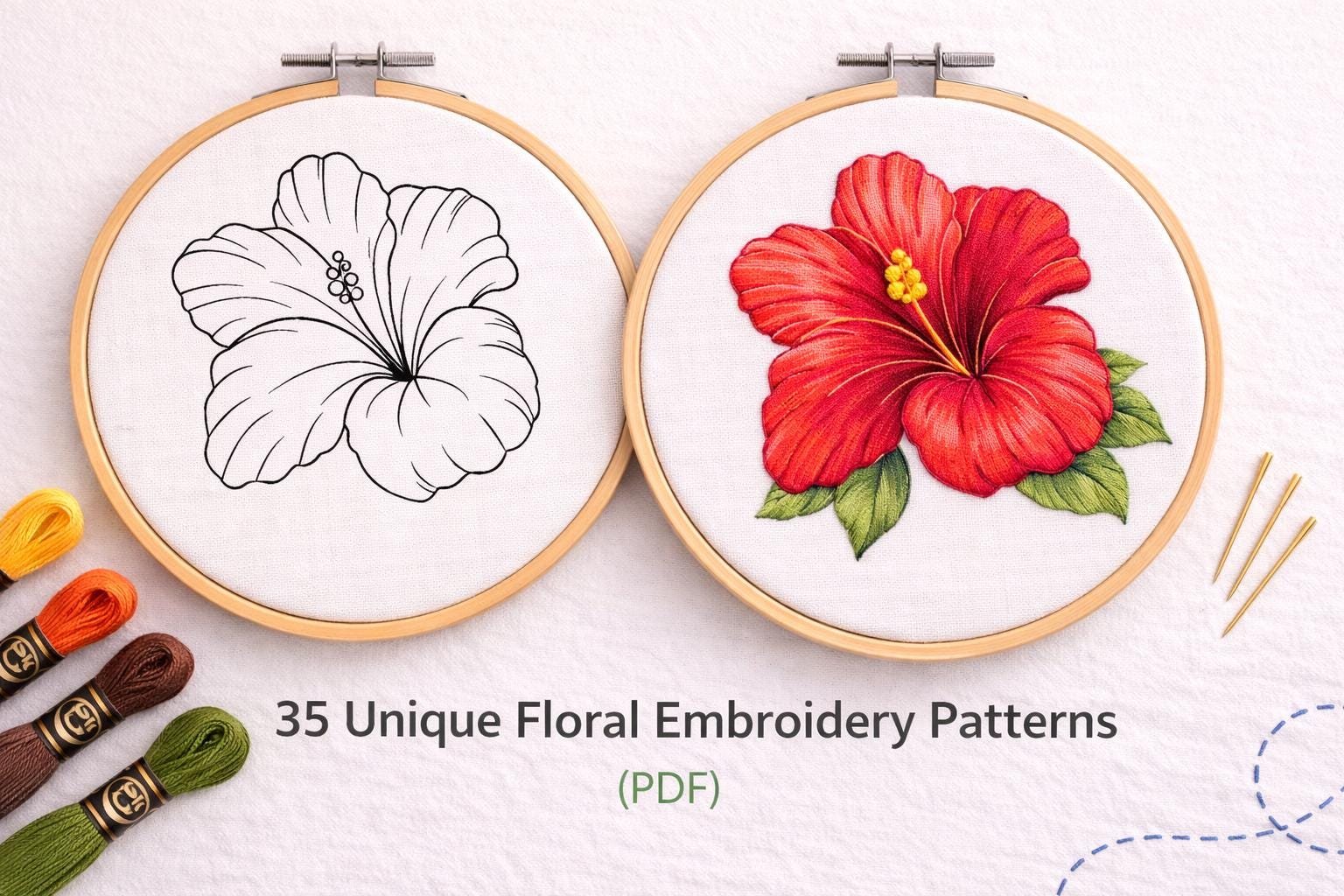 35 Unique Floral Embroidery Patterns | Hand Embroidery PDF Bundle (Instant Download) - Image 8