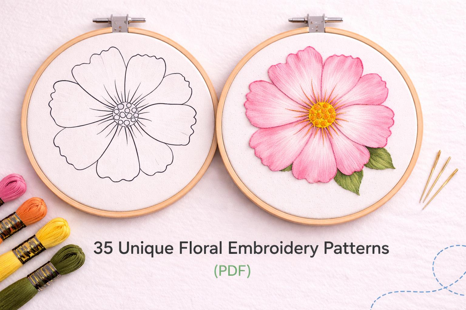 35 Unique Floral Embroidery Patterns | Hand Embroidery PDF Bundle (Instant Download) - Image 5