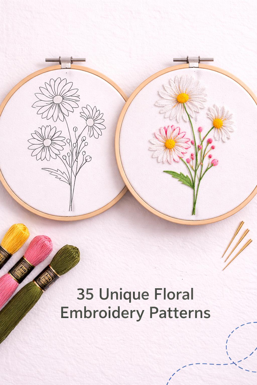 35 Unique Floral Embroidery Patterns | Hand Embroidery PDF Bundle (Instant Download) - Image 2