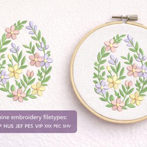 Floral Easter Egg Applique Embroidery Design | Spring Machine Pattern files (Instant Download)