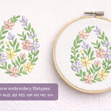Floral Easter Egg Applique Embroidery Design | Spring Machine Pattern files (Instant Download)