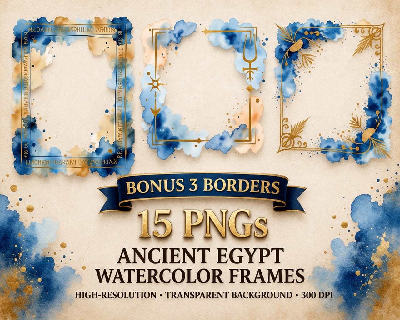 Pharaoh Tutankhamun Mask Ancient Egypt Wall Art Bundle – Hieroglyphs Decor Designs (15 PNG Files) - Image 7