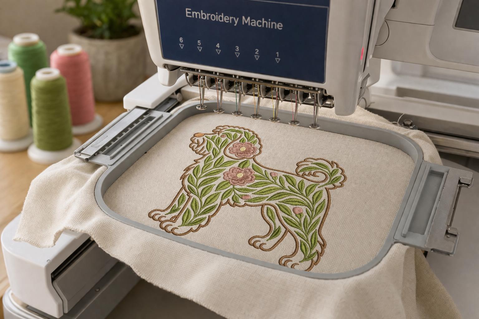 Floral Dog Silhouette Machine Embroidery Design | Flower Puppy Pattern | Pet Embroidery File (Digital Download) - Image 5