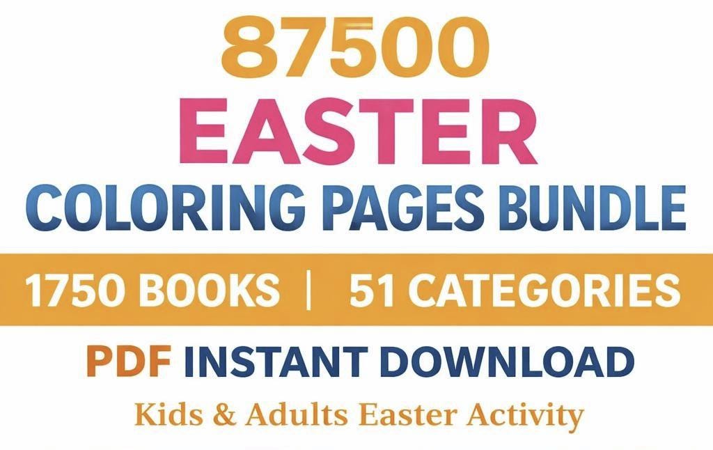 87500 Easter Coloring Pages Bundle, 1750 Books, 51 Categories (PDF Download) - Image 3