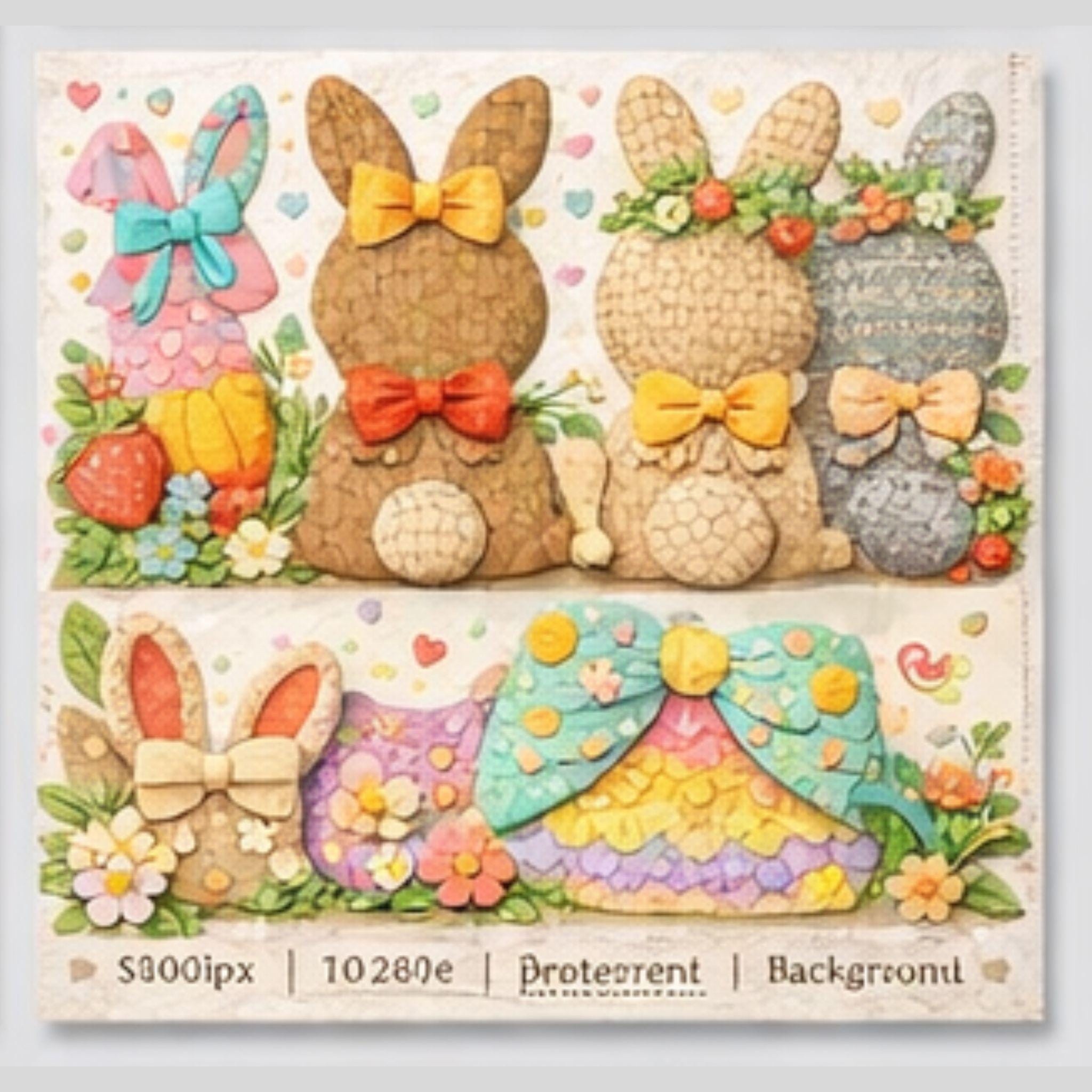 Easter PNG Bundle, Scrapbook Style , 12 Designs, Faux Paper Clipart (Digital Download) - Image 7