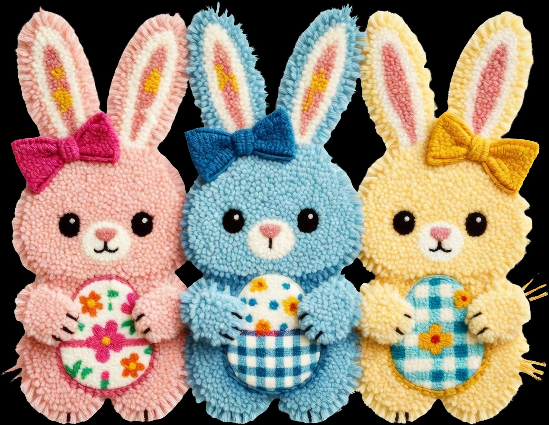 Faux Yarn Easter Clipart Bundle | Easter Bunnies, Eggs, Spring Designs (127 PNG Sublimation Elements) - Image 4