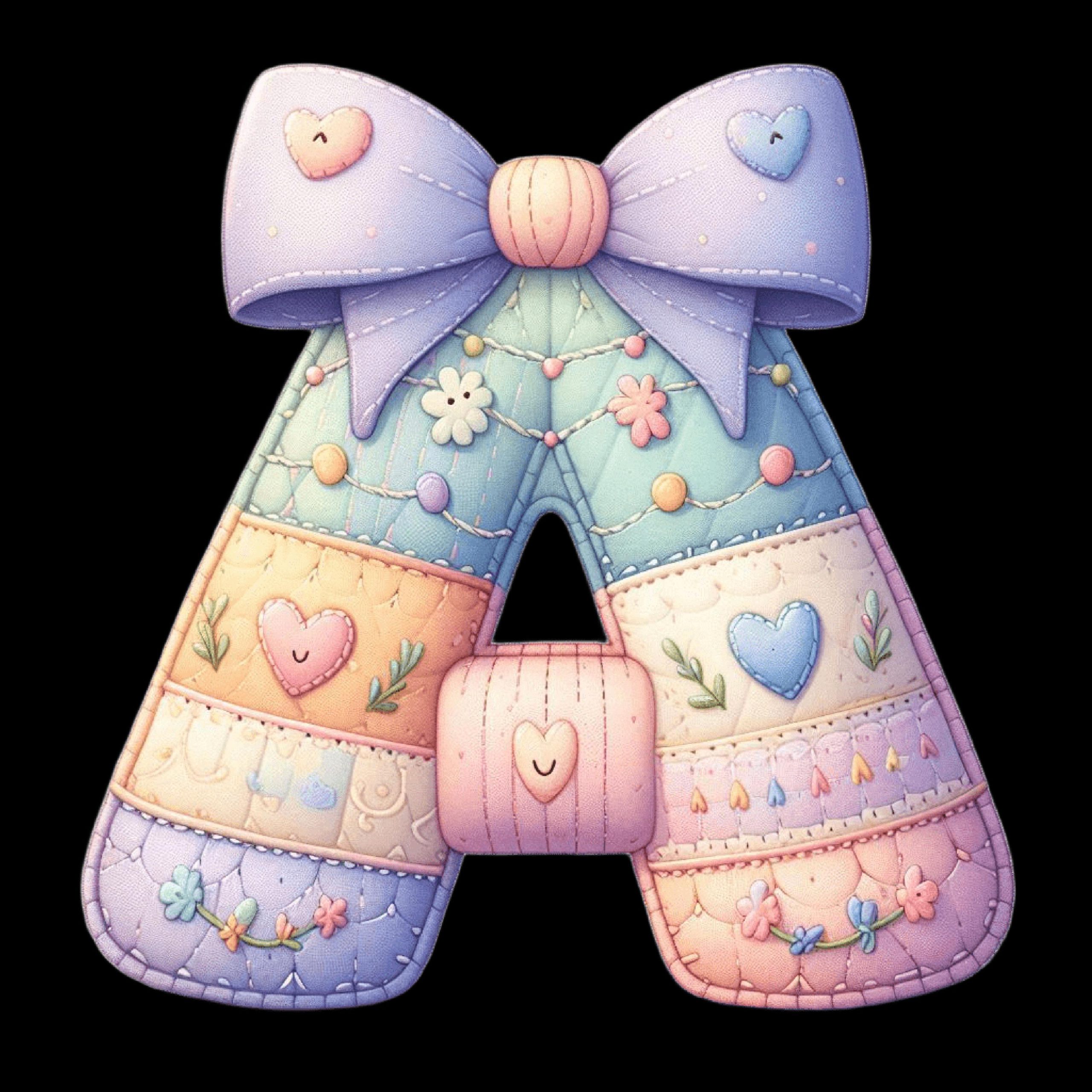 Easter Faux Yarn Alphabet PNG | 36 Pastel Patchwork Letters Clipart (Digital Download)