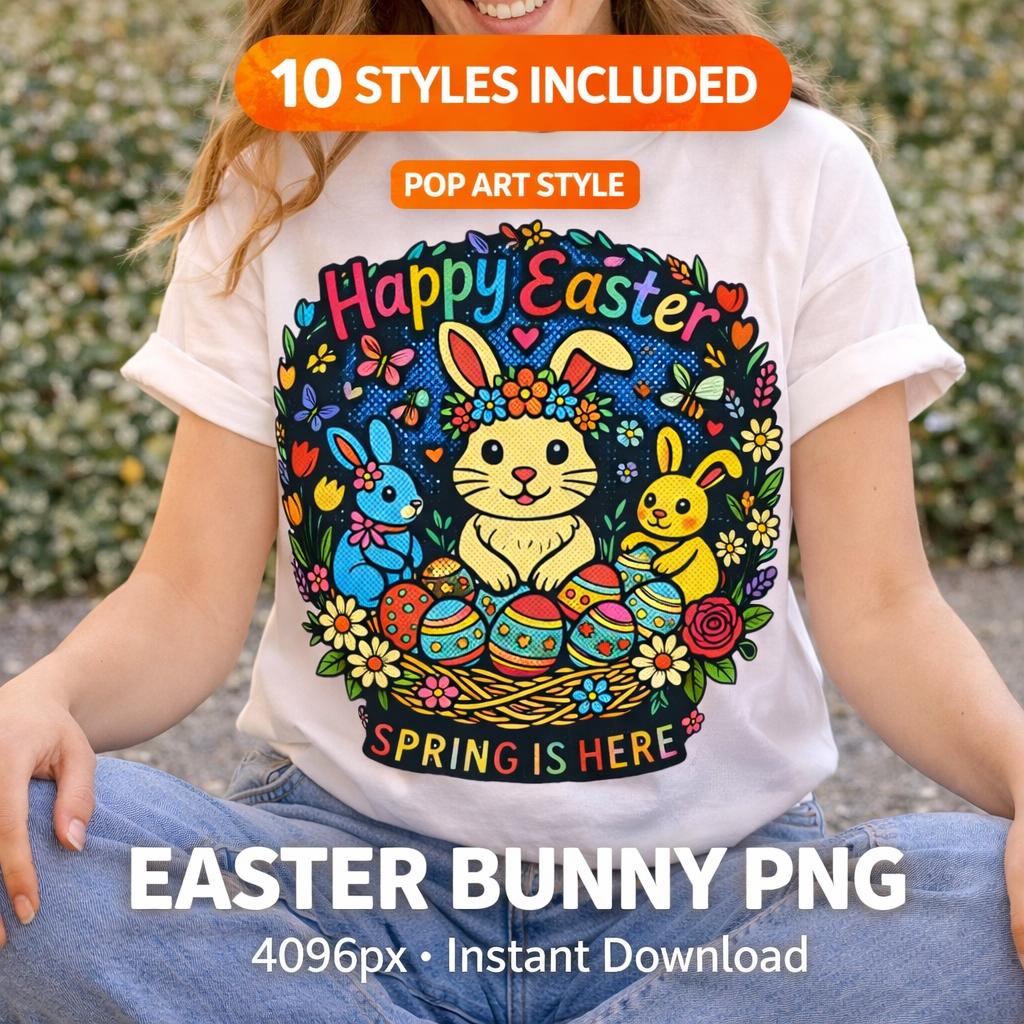 Easter Bunny PNG Bundle | T Shirt Design | Faux Yarn and 9 other Styles (Digital Download) - Image 4