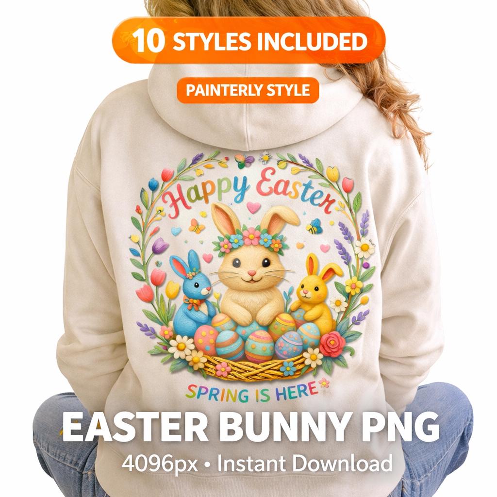 Easter Bunny PNG Bundle | T Shirt Design | Faux Yarn and 9 other Styles (Digital Download) - Image 5