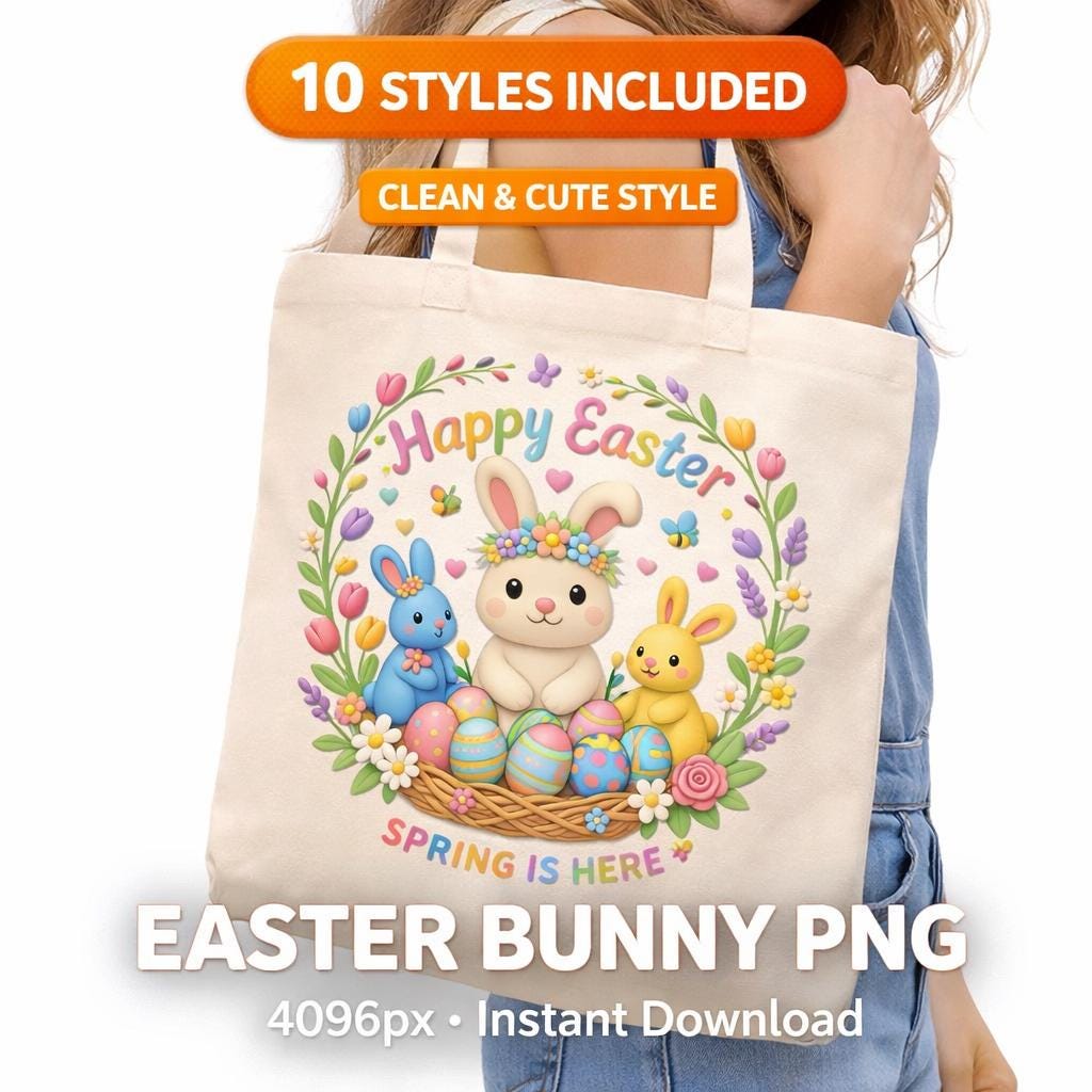 Easter Bunny PNG Bundle | T Shirt Design | Faux Yarn and 9 other Styles (Digital Download) - Image 3