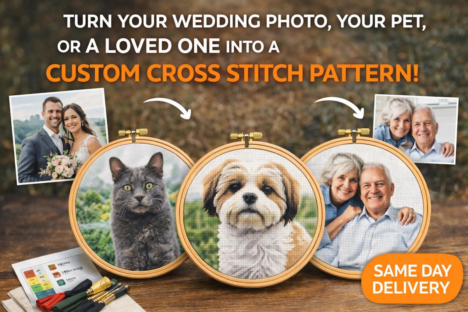 Custom Cross Stitch Pattern – Photo Realistic PDF (Same Day Delivery) - Image 3