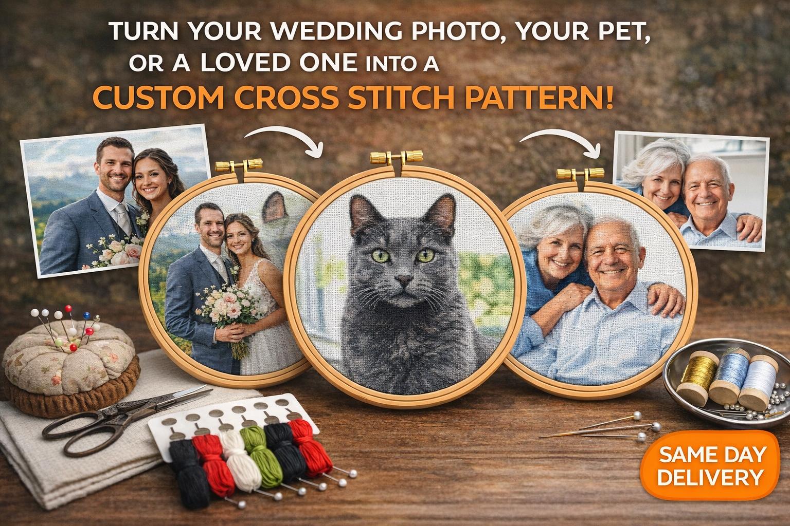 Custom Cross Stitch Pattern – Photo Realistic PDF (Same Day Delivery) - Image 2